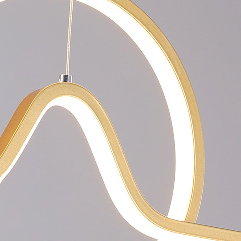 2-Light Modern Ceiling Light Golden/Black LED Island Lighting for Dining Room