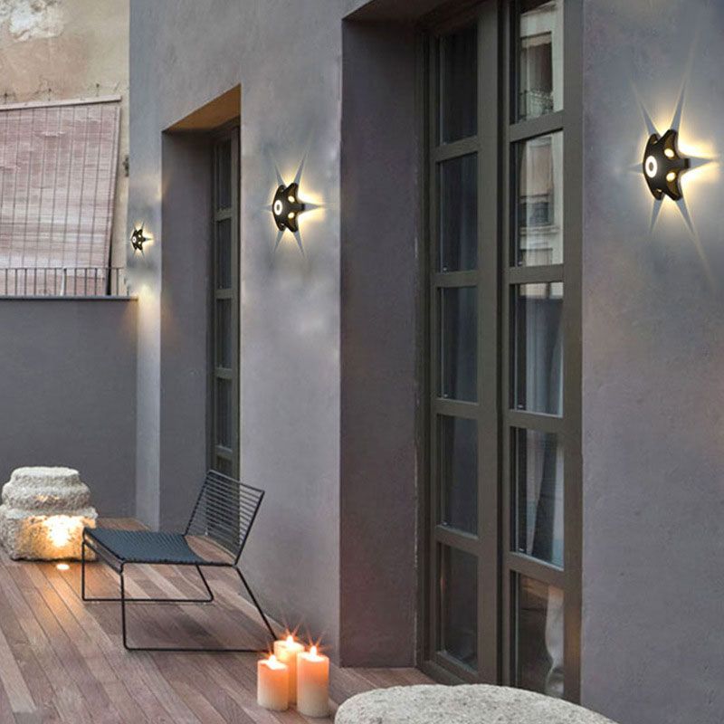 Gear Shaped Wall Sconce Lamp Minimalistic Aluminum Balcony LED Wall Lighting Fixture in Black