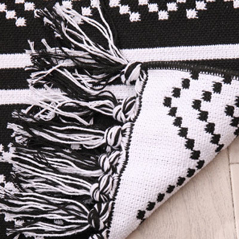 Zwart Boheems tapijt katoen Americana Patroon Area Rug Fringe Indoor Tapijt voor thuisdecoratie