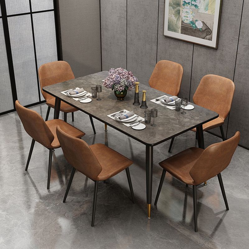 Metal Industrial Rectangle Table Sintered Stone Table for Kitchen and Dining Room