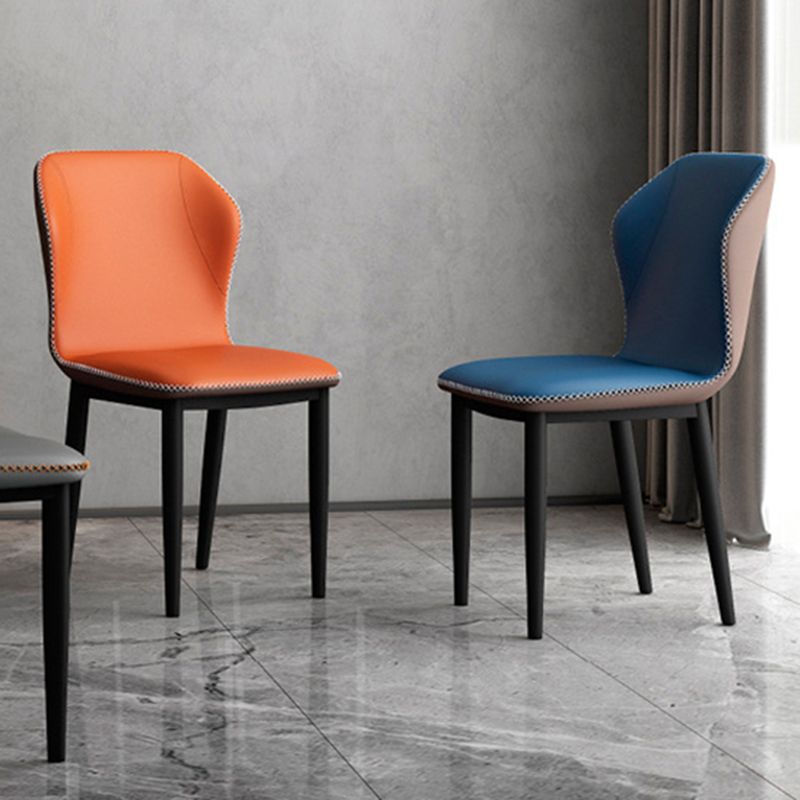 Silla de comedor sin brazos con respaldo industrial, sillas de comedor de piel sintética para uso doméstico