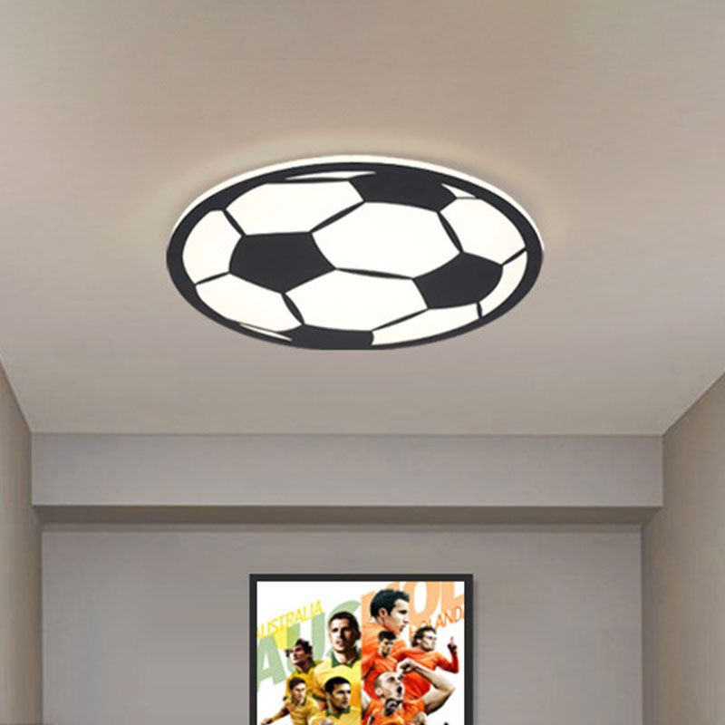 Lampada da incasso per calcio per bambini in bianco e nero, illuminazione da incasso a LED in acrilico per camera da letto dei ragazzi