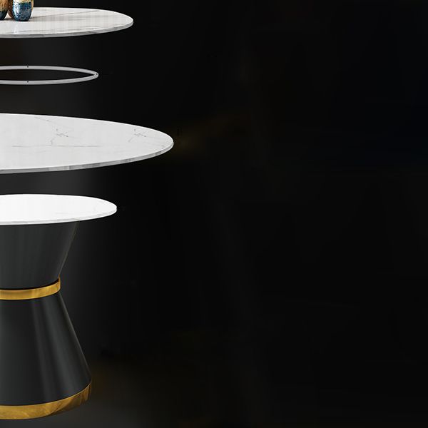 Contemporary Round Table Sintered Stone Dining Table with Metal Legs