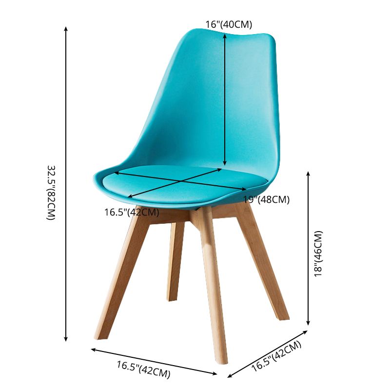 Contemporary Wood Dining Room Chairs Faux Leather Dining Armless Chairs for Home Use