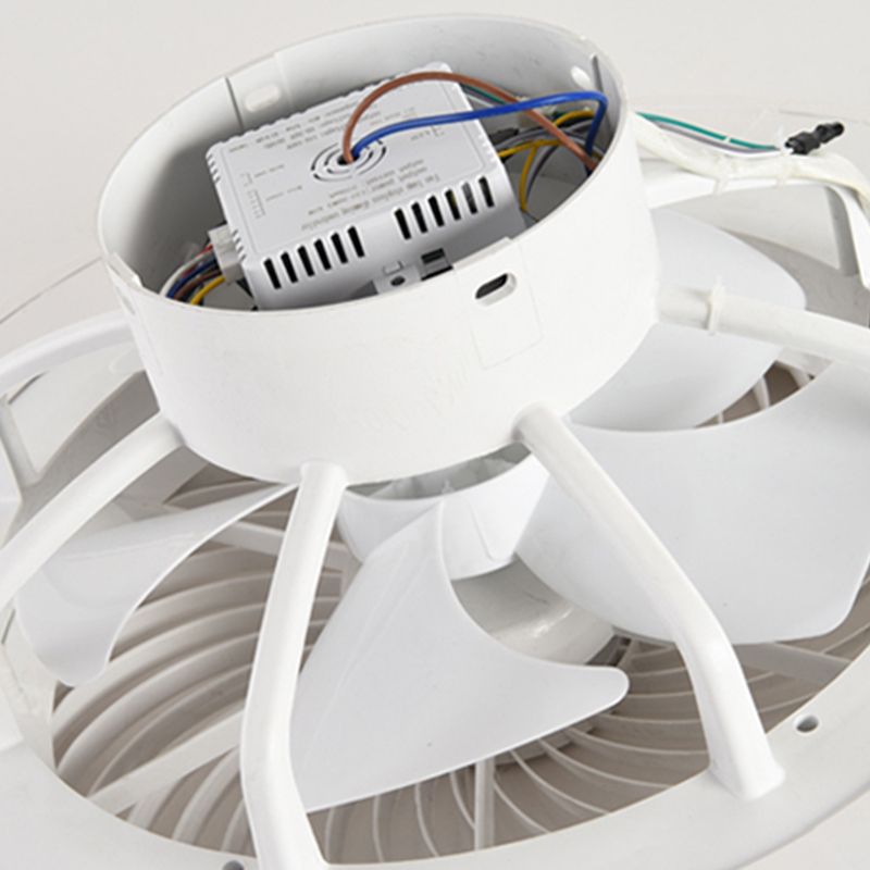 Lámpara de ventilador LED redondeo de macaron con cuchillas invisibles dormitorio de madera sólida semi flush luz