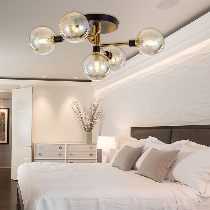 Sphere Shade Semi Plafond Mount Light Multi-Head Modern Moden Mermor Metal Plafond Plafond for Hotel