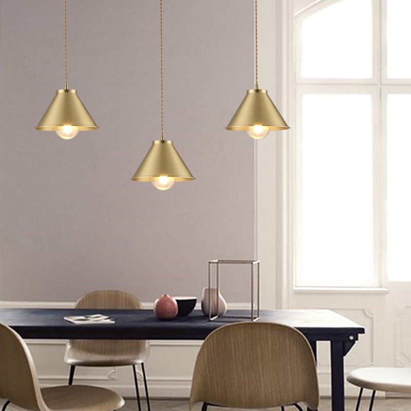 Nordic Shaded Ceiling Pendant Light Metal Dinning Room Down Lighting Pendant in Gold