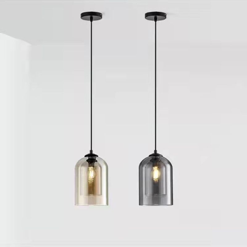 1 éclairage pendentif à cylindre léger moderne simplicité en verre pendant plafond pour restaurant
