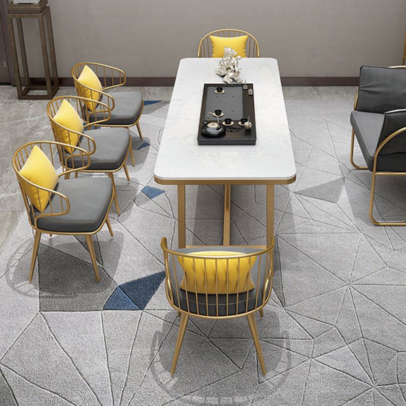 Metal Windsor Back Arm Chairs Upholstered Dining Chairs in Grey