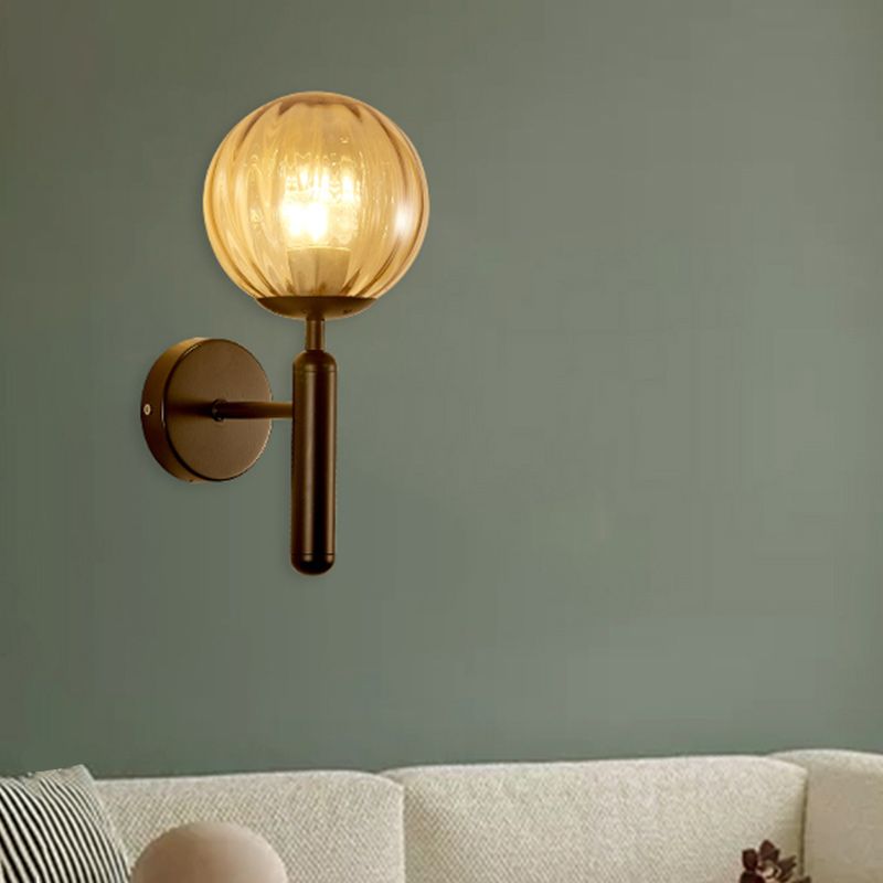 1-Light Ball Wall Lighting Contemporary Glass Wall Mounted Lights