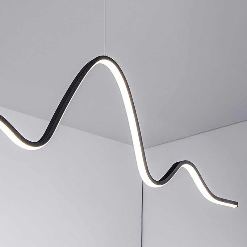Creative Linear LED Island Lighting Fixture Modern Style Hanging Light for Dining Room