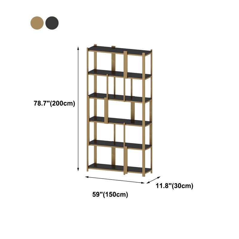 Modern Style Bookcase Gold Frame Metal Open Back Bookshelf for Home Office