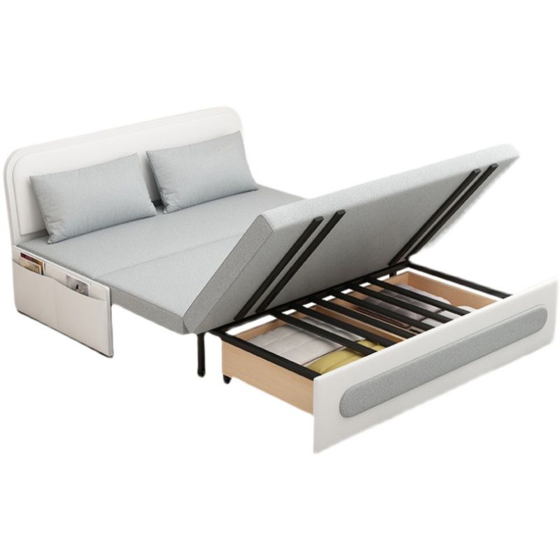 Contemporary 33.46"H Faux Leather Armless Sofa Bed for Apartment with Storage