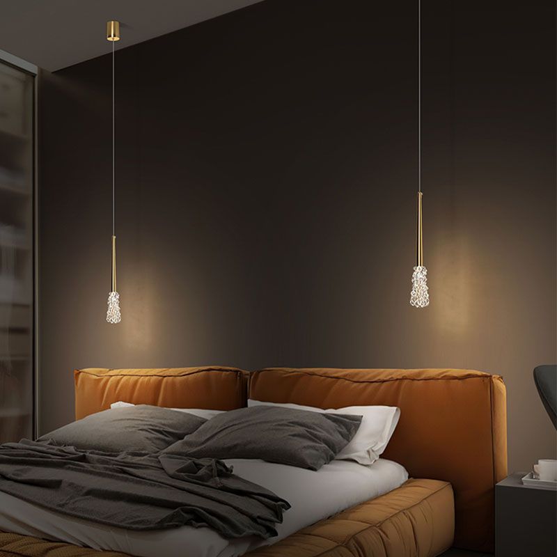 Luz de colgante de cristal transparente Lighting de suspensión de techo cónico de estilo moderno