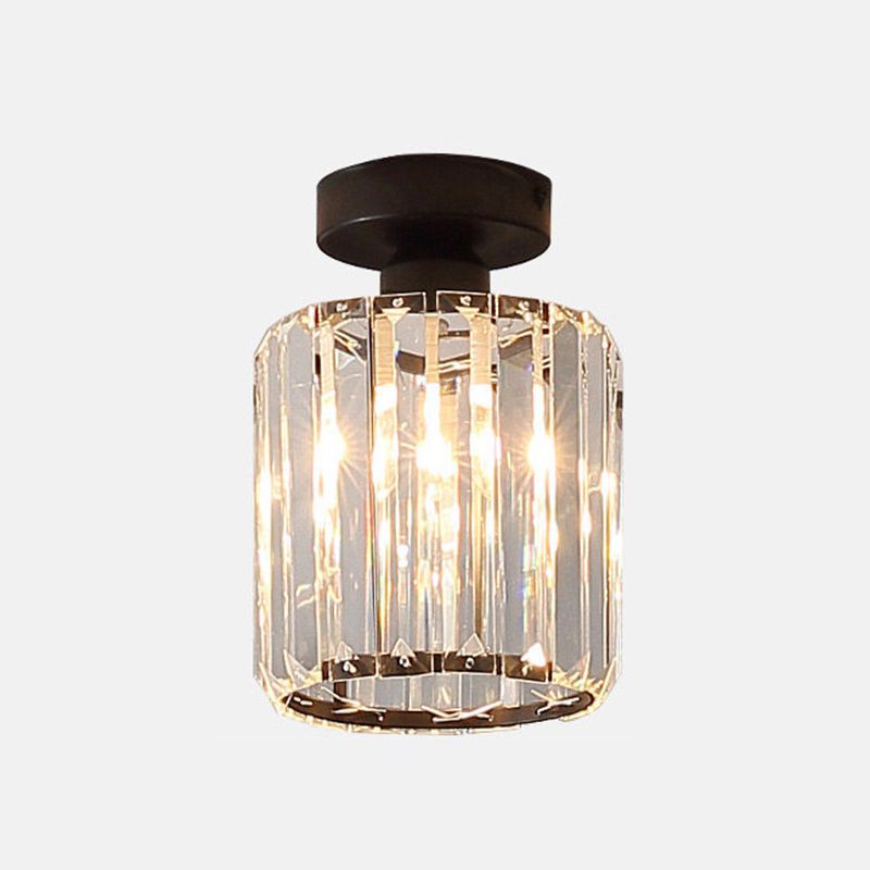 Modern Ceiling Light Minimalist Flush Mount Ceiling Light Fixture with Crystal Shade