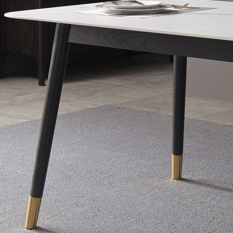Estilo industrial Mesa de comedor de piedra sinterizada 4 Table de rectángulo base de piernas para el hogar