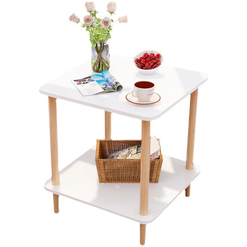 Wood 4 Legs End Table Modern Side End Snack Table for Living Room