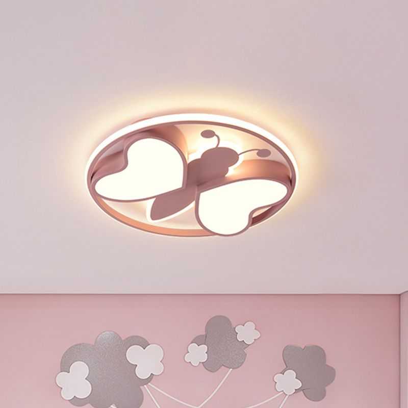 Pink/Blue/Gold Bee Figure Design Ceiling Mounted Light Modern Metal LED Flush Mount Light Fixture