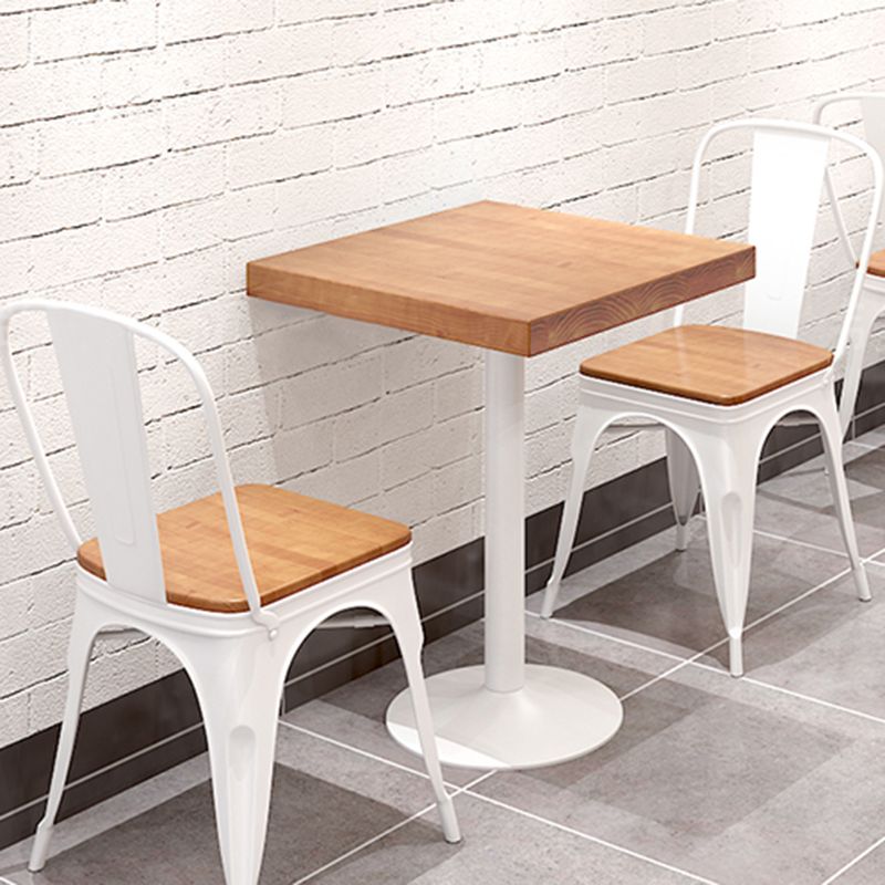 Industrial Pine Wood Table for Restaurant Dining Table with Metal Pedestal Base