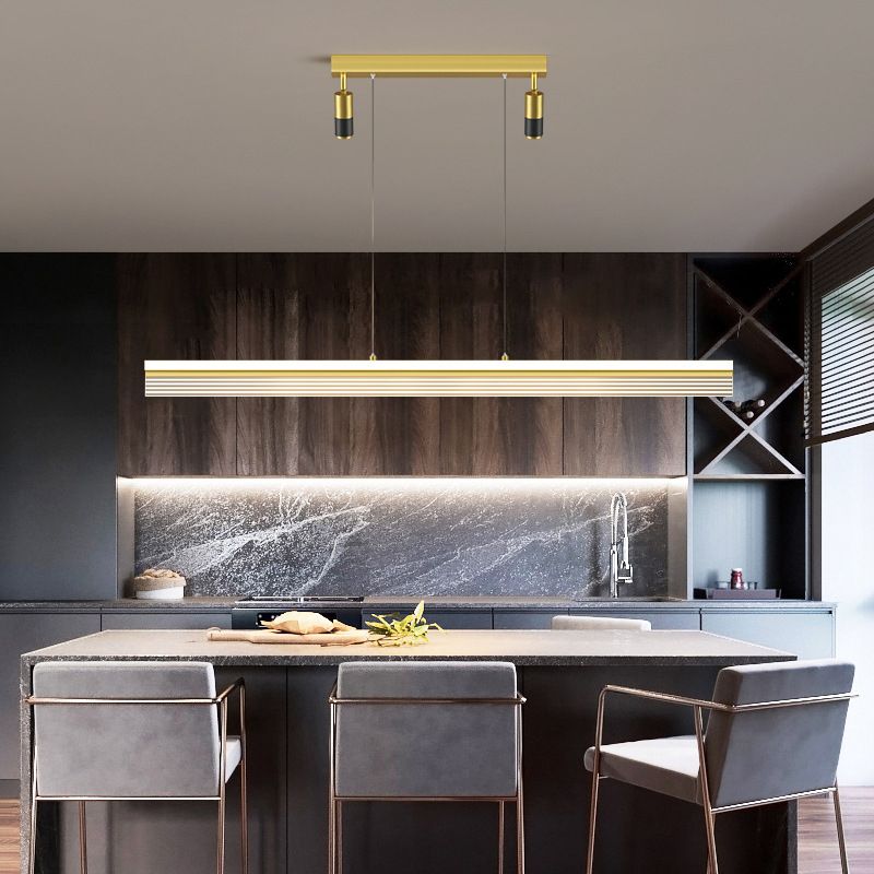Rectangular Acrylic Island Lighting Simple Style LED Suspension Light with Spotlight