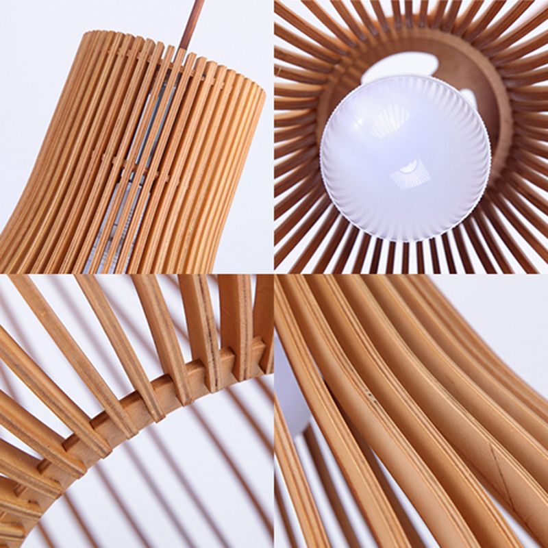 Luz colgante de madera moderna y ajustable forma de lágrima de lágrima de techo