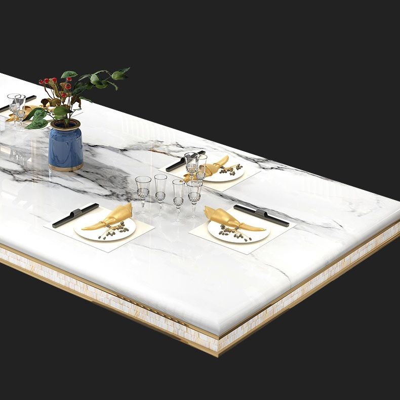 Glam Faux Marble Dining Table Dining Rectangle Table with Metal Legs for Home