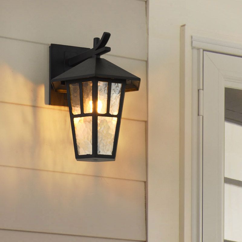 Retro Style Glass Wall Light Geometric Single Light Wall Sconce for Outdoors