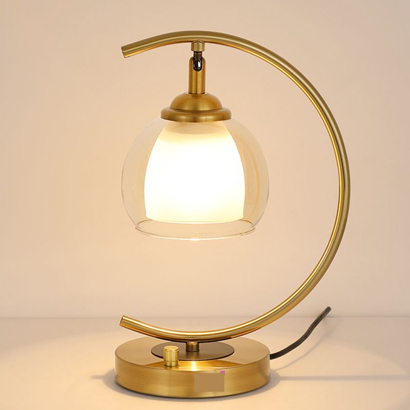 One Bulb Contemporary Table Lamp Clear Glass Bedroom Living Room Desk Lamp in Gold