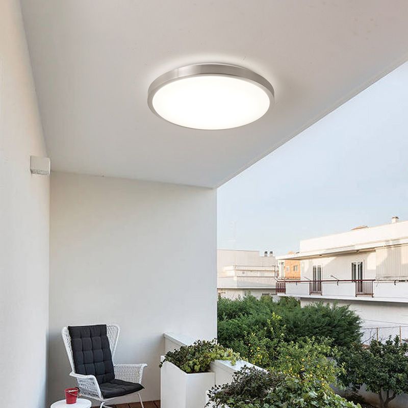 Silver Circular LED Ceiling Light in Modern Concise Style Aluminium Flush Mount with Acrylic Shade