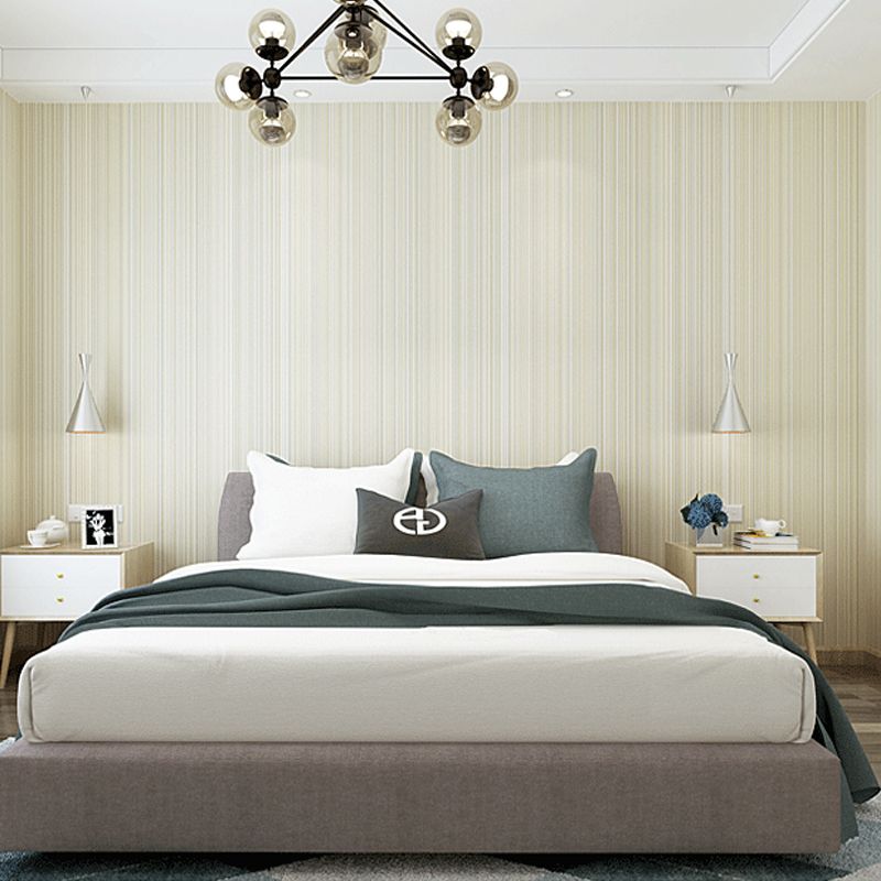 Plain Striped Wallpaper Roll Minimalistic Non-Woven Fabric Wall Art in Soft Color