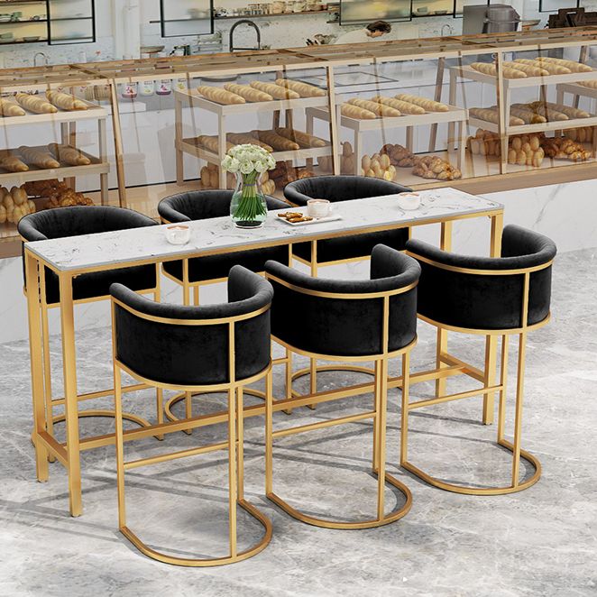 Upholstered Dining Stools Low Back Bar Stools with Metal Base