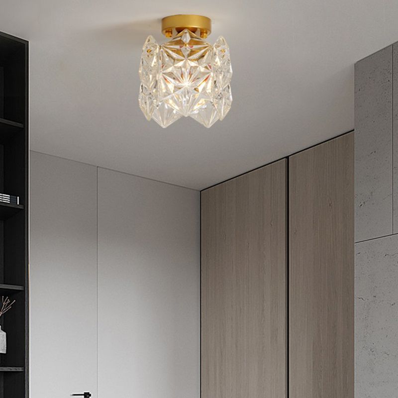Modern Flush Mount Light Simple Flush Mount Ceiling Light Fixture with Glass Shade