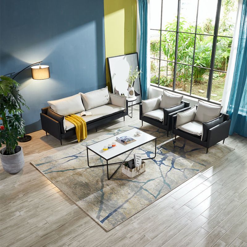 Moderner Stil quadratischer Armlehre Schwamm Kissen Kissen tragen resistente Napa -Ledersofa