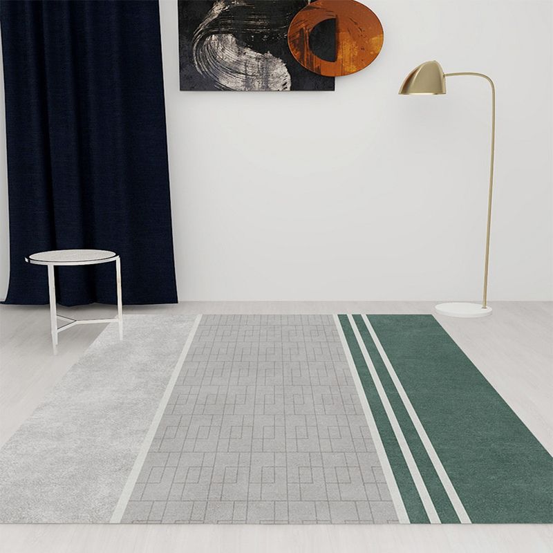 Grey Modern Rug Polyester Line Rug Tear Resistant Rug for Living Room