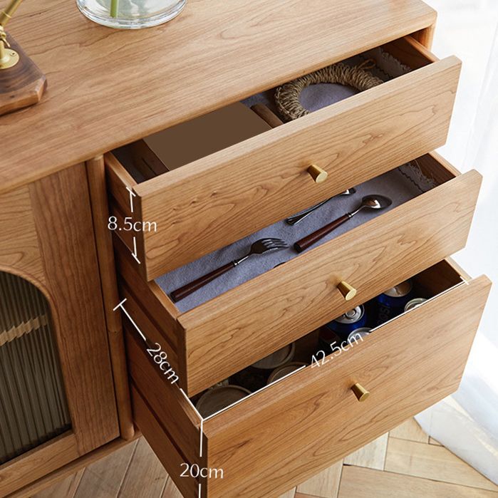 Mid-Century Modern Cabinet Cherry 1Shelves 3 - Drawer Knobs Straight Legs Accent Cabinet