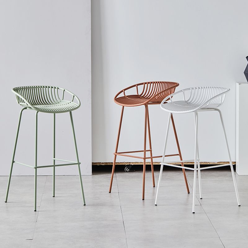 Industrial Metal Stool Metal Low Back Counter Stool in Matte Finish for Indoor