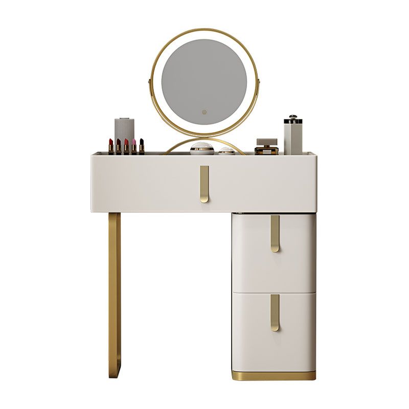 Glam Glass Top Vanity Dressing Table Set 3-Drawer Make-up Vanity