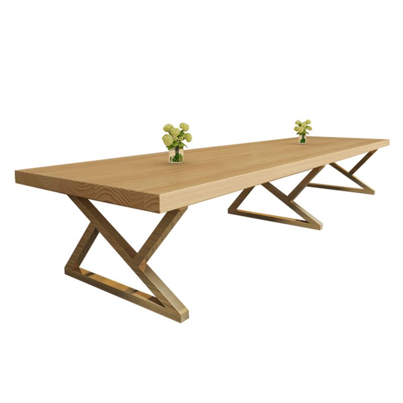 Rectangle Wood Color Dining Table Pine Solid Wood Table Glam for Dining Room