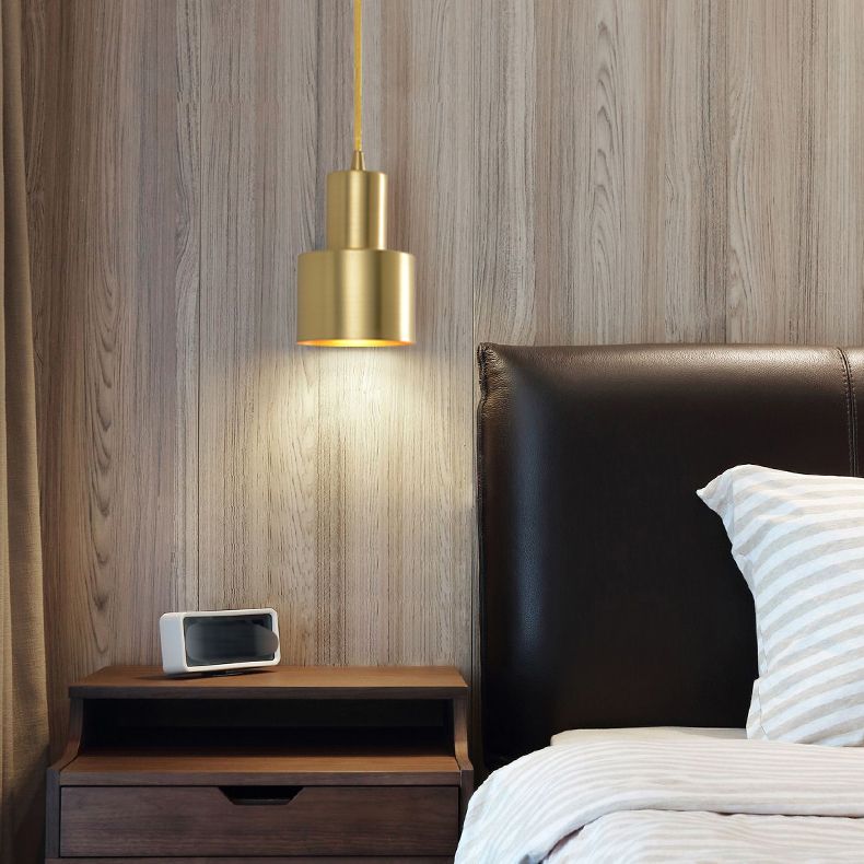 Moderne creatieve cilindrische hanglamp Koper binnenhangende lamp voor slaapkamer