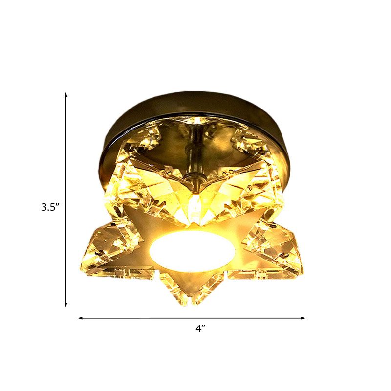 Étoile en cristal Étoile en forme d'ébullition Fixe Fixture à cheval LED Contemporaine Bédoulier léger en nickel, lumière blanche / lumière blanche