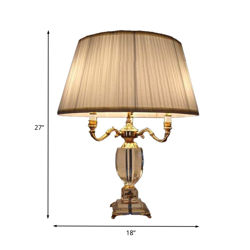 Bureau en forme d'urne contemporain Light Crystal Crystal 3 Heads Night Table Lampe en blanc