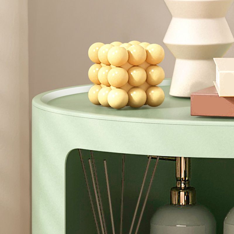 Dia 12.6" Nordic Round Plastic Side Table in Yellow/Green with Storage