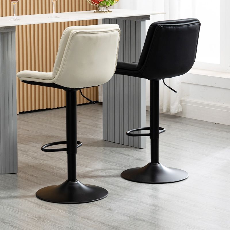 Contemporary Metal Barstool Faux Leather Footrest Adjustable Low Back Counter Stool