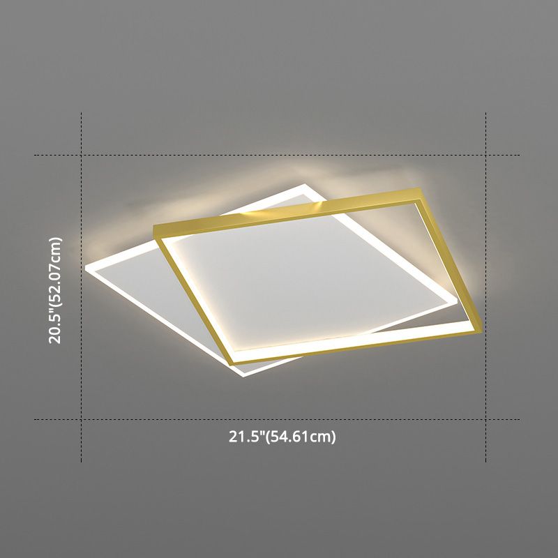 Minimalist Square Flush Mount Light Fixture Metaal LED slaapkamer dicht bij plafond lamp in goud