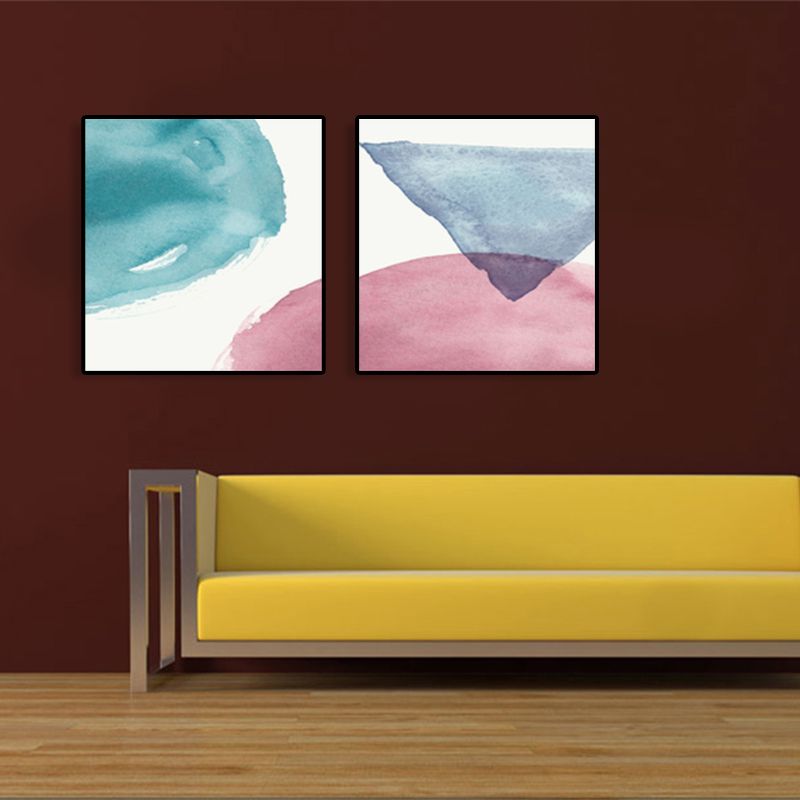Modern Abstract Geometric Wall Art Soft Color Multi-Piece Canvas Print for Living Room