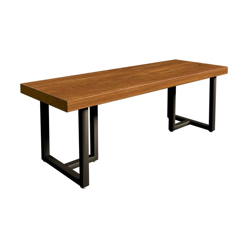 Brown Rectangular Office Desk Wooden Home Writing Desk with Metal Legs