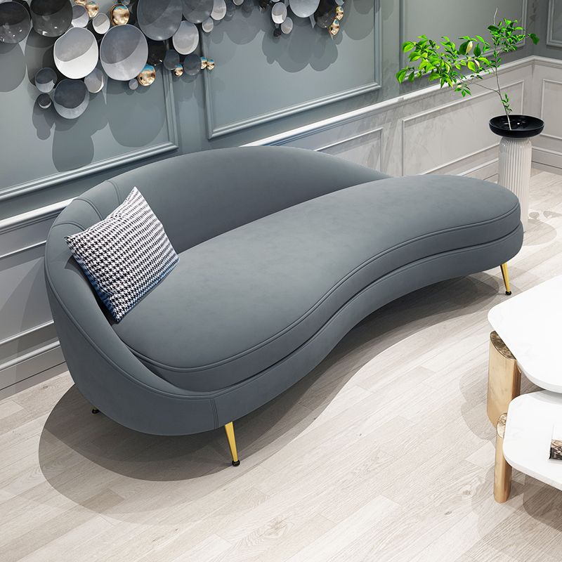 Scandinavian Solid Color Velvet Rolled Arms Tufted Chaise Chair