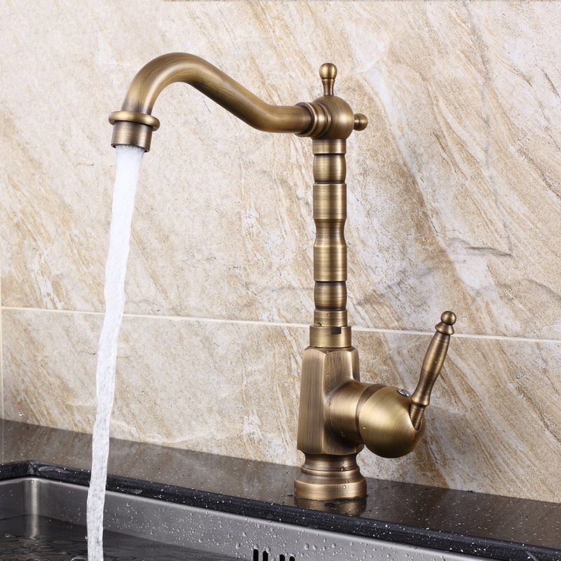 Traditional Kitchen Faucet Solid Brass High Arc Standard Kitchen Faucets Single Handle