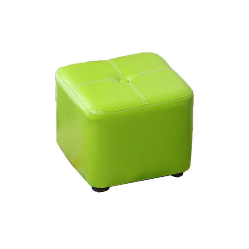 Contemporary Rectangle Shape Ottoman Faux Leather Standard with Tufted