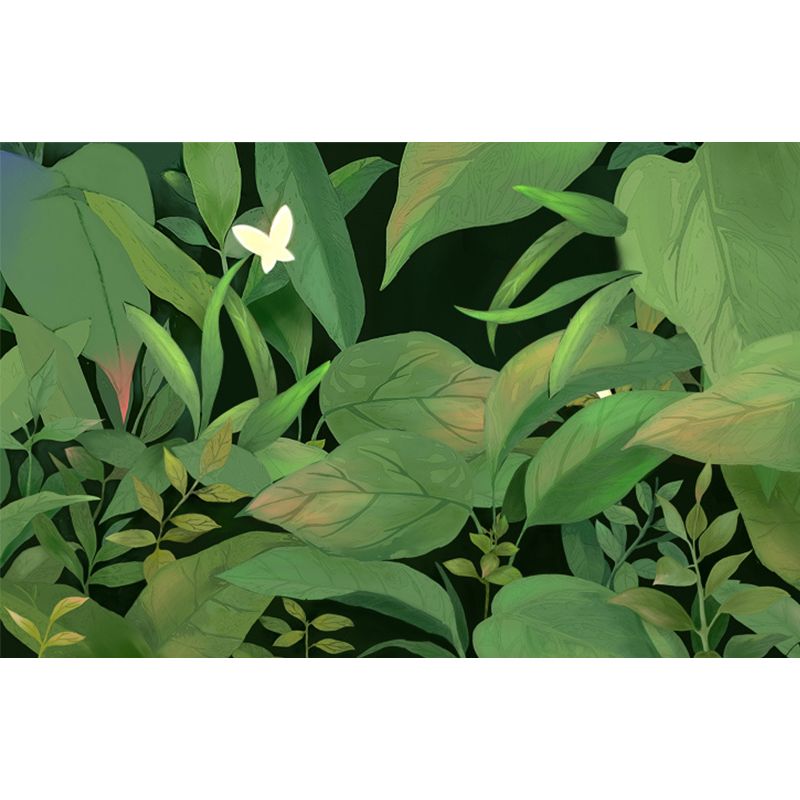 Tropical Leaves and Butterfly Mural Wallpaper Green Nature Botanical Wall Covering